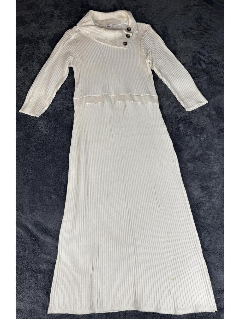 Sandra Darren Women's Envelope-Button-Neck Sheath Sweater Dress White Size XL